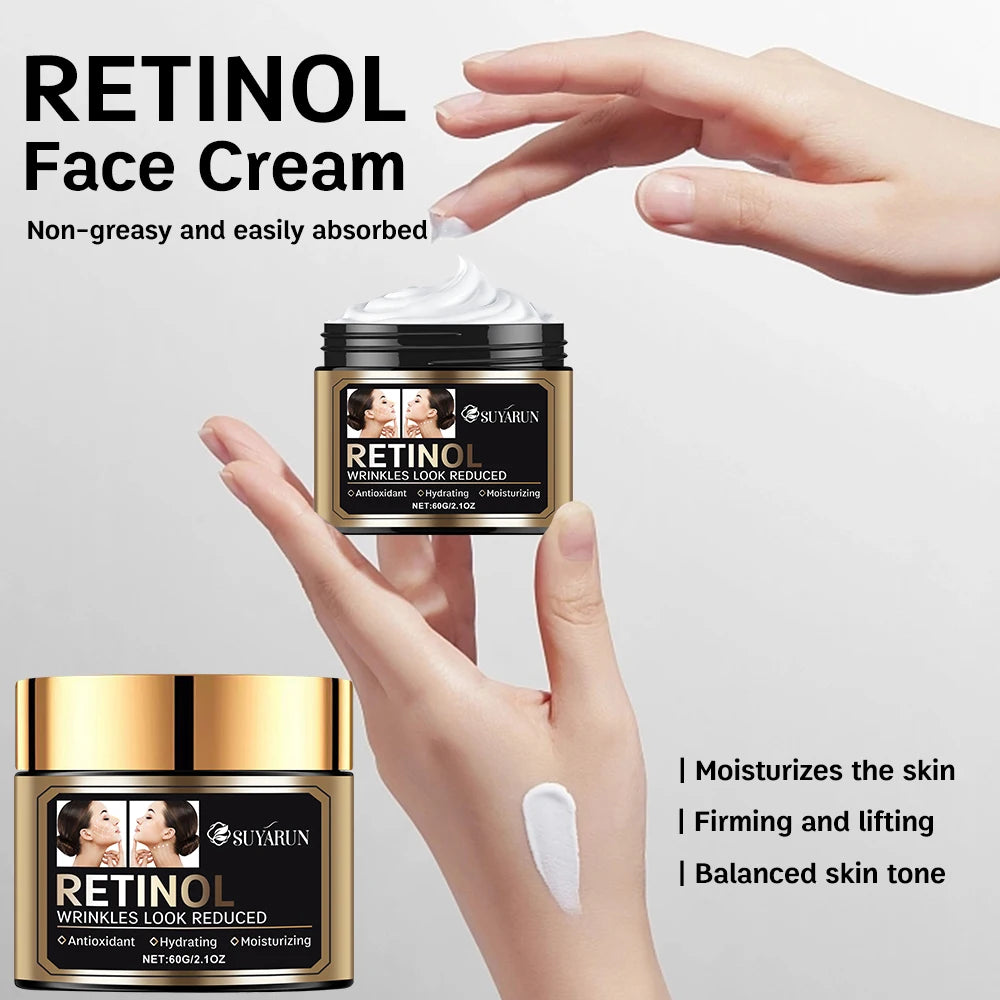 SUYARUN Premium Anti-Aging Retinol Face Cream with Hyaluronic Acid & Vitamin E – Deep Moisturizing, Wrinkle Reduction. Peaceful Pleasures Health and Wellness