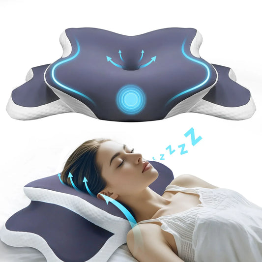 Cervical Pillow Memory Foam Pillow Neck Pain Relief Contour Ergonomic Orthopedic Neck Support for Side Back Stomach Sleeper Peaceful Pleasures Health and Wellness