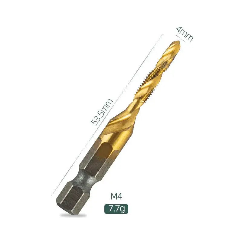 1/6Pcs M3/M4/M5/M6/M8/M10 Hand Tools Hex Shank Titanium Plated HSS Screw Thread Metric Tap Drill Bit Screw Machine Compound Tap Peaceful Pleasures Health and Wellness A2-1PC