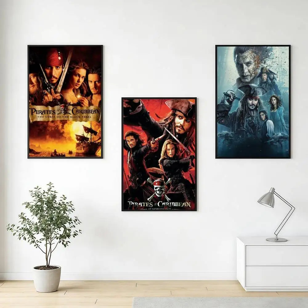 Pirates of the Caribbean Retro Canvas Wall Art Print | Unframed