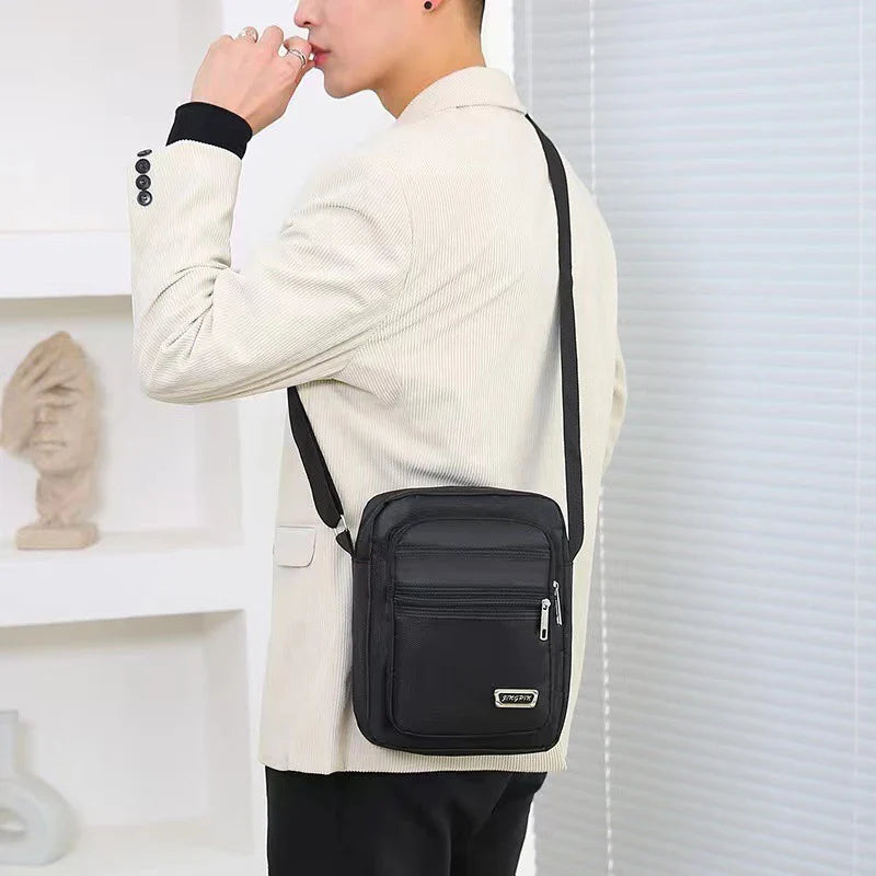 Men's Nylon Waterproof Crossbody Bag – Multi-Pocket Shoulder