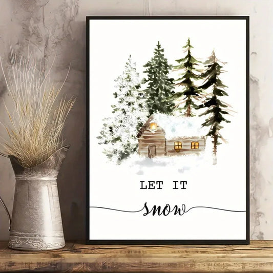 Winter Snowscape Pine Forest House Oil Painting Style Posters Prints Canvas Printing Wall Art Picture for Living Room Home Decor Peaceful Pleasures Health and Wellness