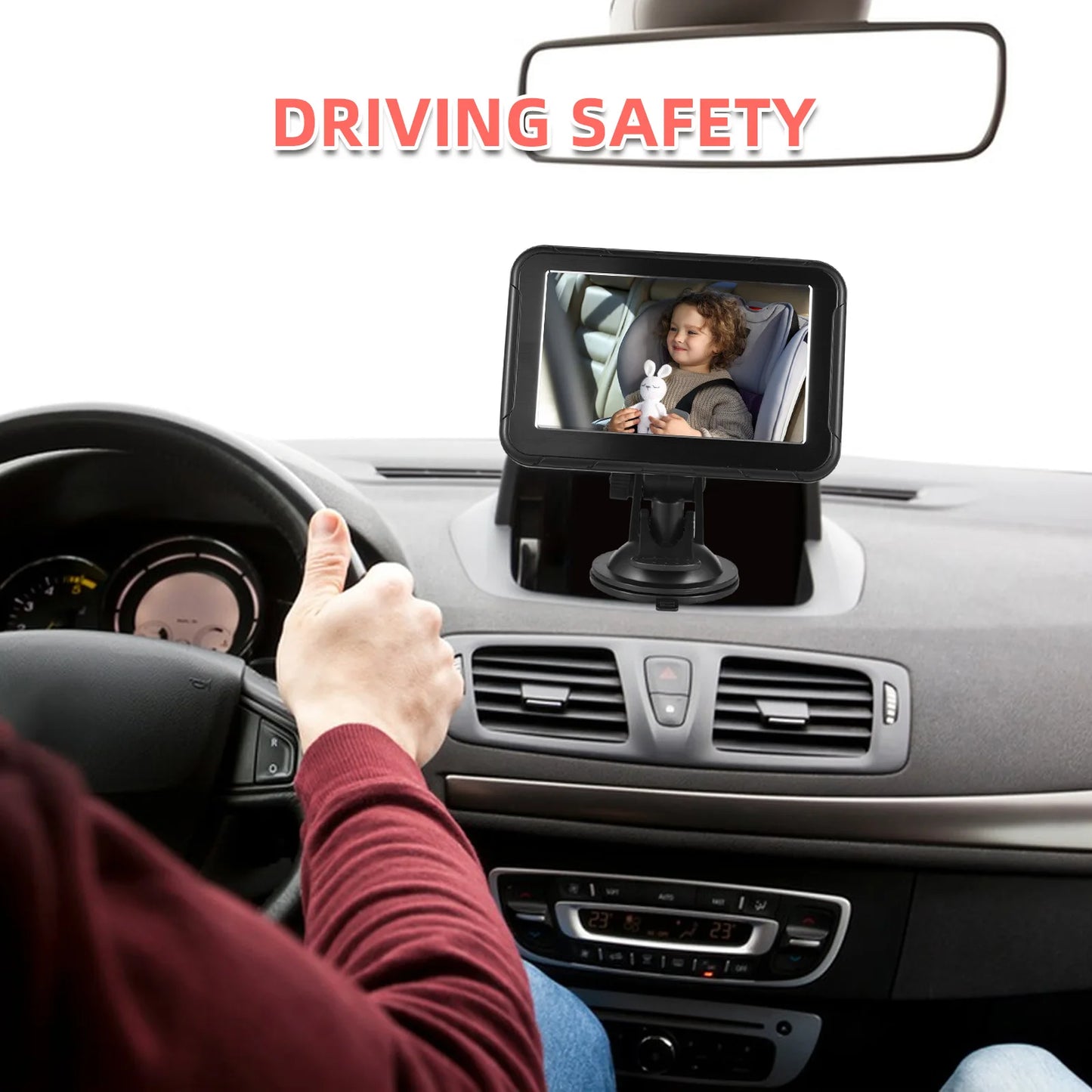 1080P Baby Car Camera – 5" Monitor, Night Vision, 360° View
