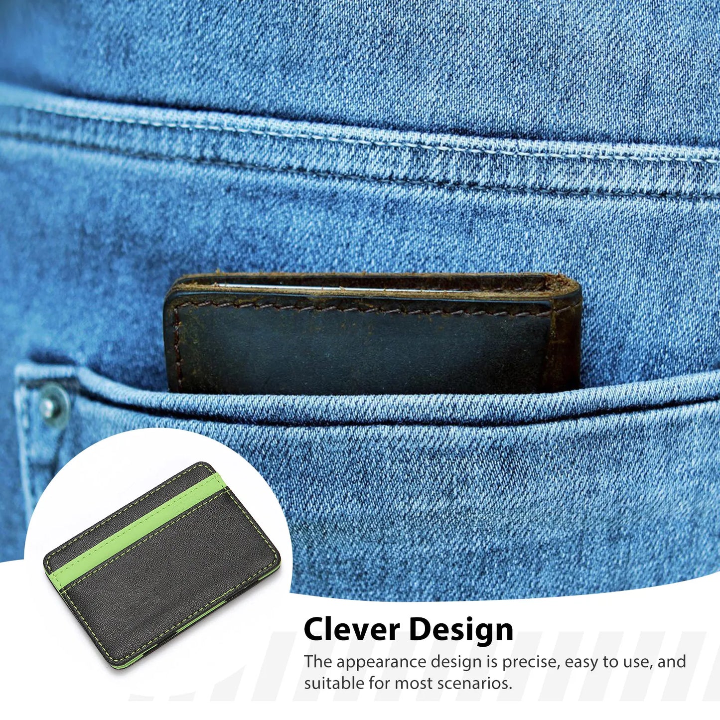 Ultra Thin Magic Card Holder Water-Resistant Durable PU Wallet for Men Women Adults Elders Peaceful Pleasures Health and Wellness