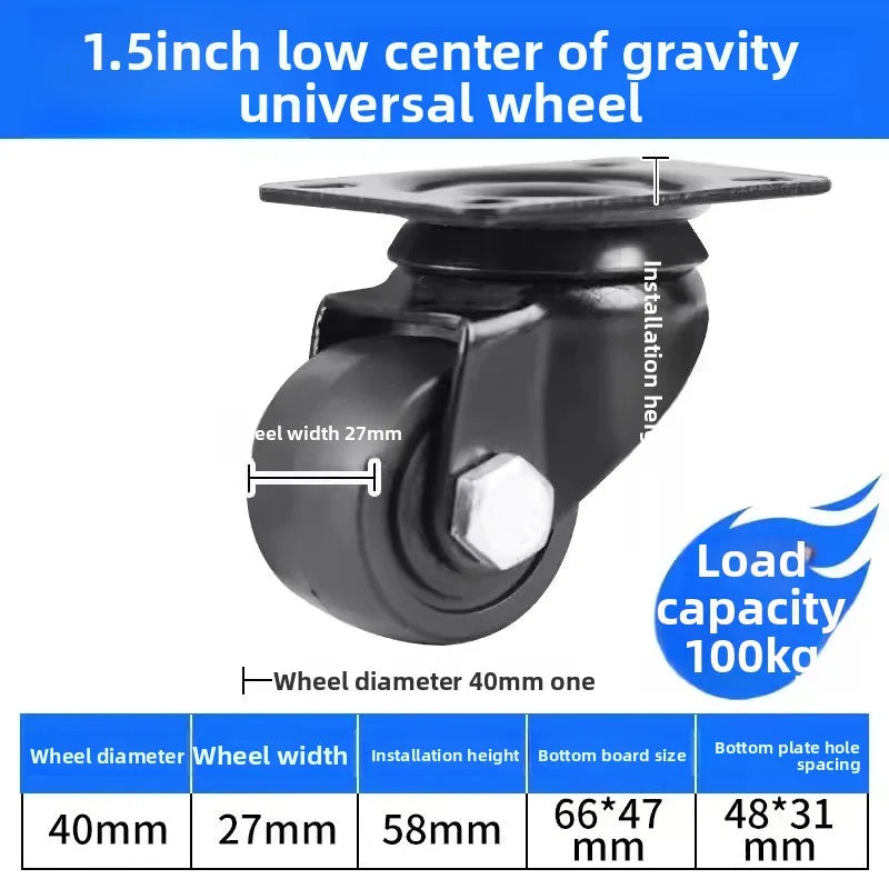 Heavy Duty Swivel Caster Wheels 1.5–3" with Safety Lock Brake