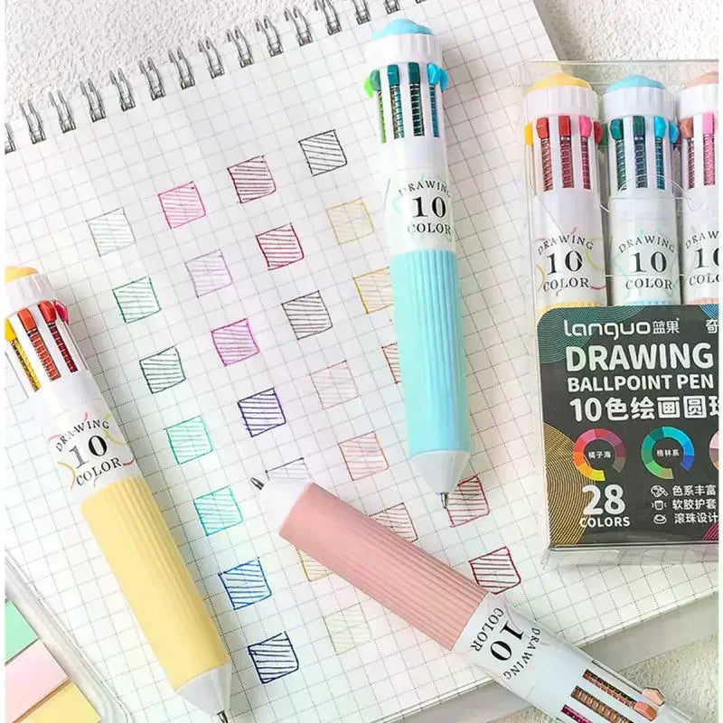 28-Color Multicolor Ballpoint Pen 0.8mm Soft Grip – Drawing & Notes
