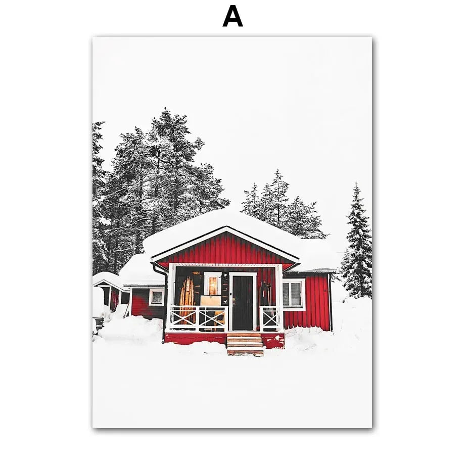 Nordic Christmas Canvas Wall Art – Tree, Deer & Vintage Car Canvas Wall Art Peaceful Pleasures Health and Wellness A 50x70cm Unframed