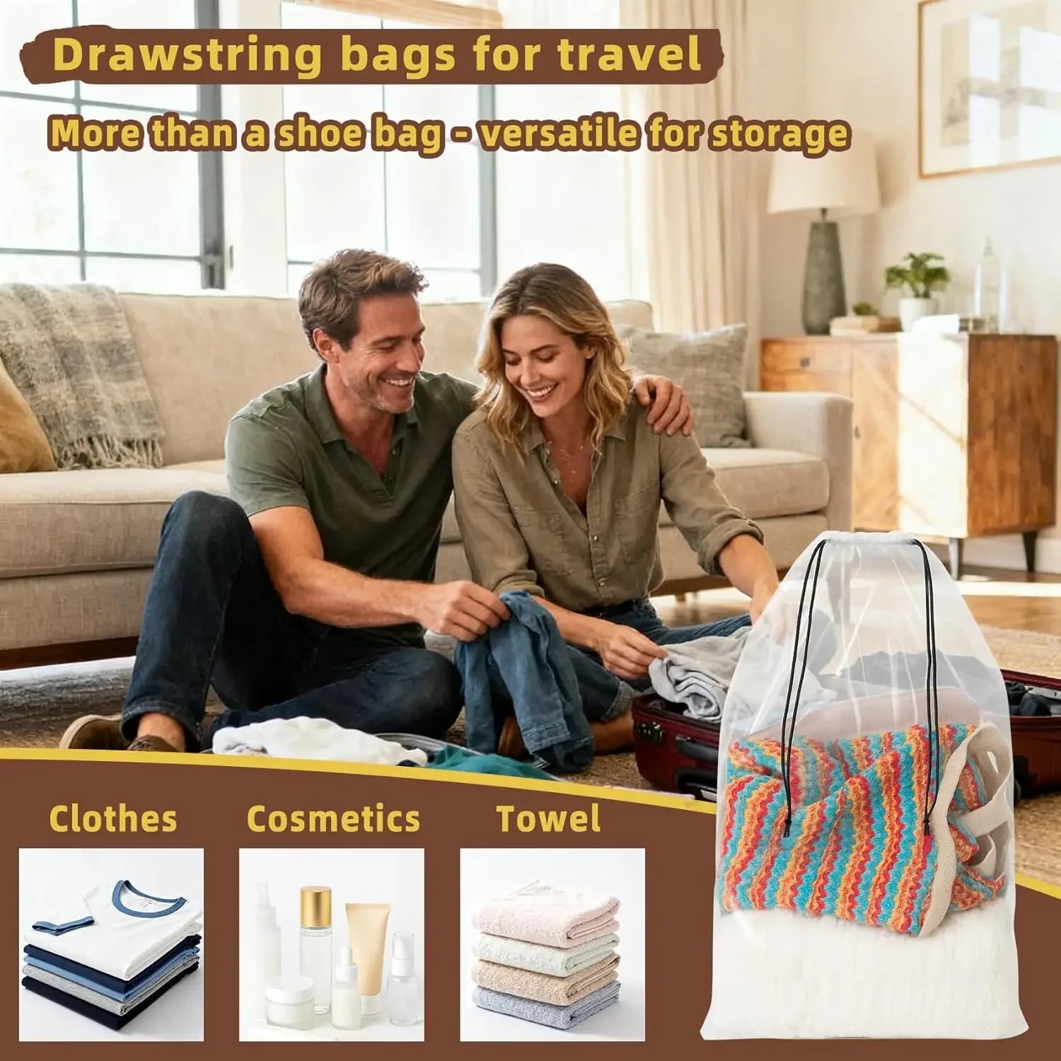 100 Pack Clear Waterproof Shoe Bags, 12x18 Inches Large Travel Storage with Drawstring for Men and Women Peaceful Pleasures Health and Wellness