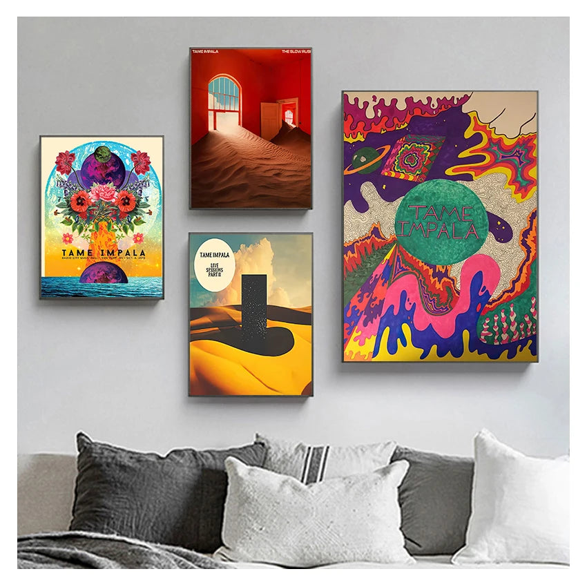 And Prints Rock Music Band Tour Art Canvas Painting Wall Pictures For Living Room Home Decor New Tame Impala Psychedelic Poster Peaceful Pleasures Health and Wellness