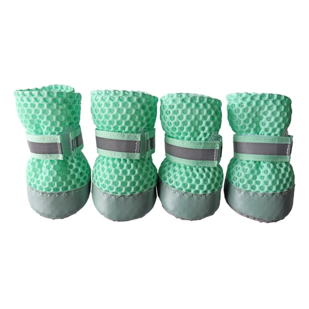Breathable Dog Boots 4-Pack | Non-Slip Adjustable Puppy Shoes