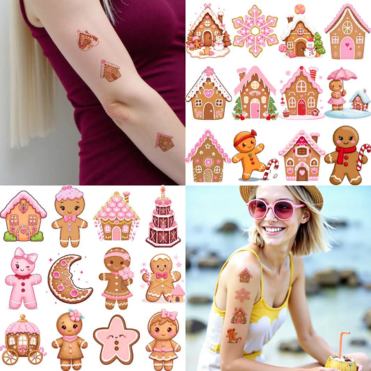 54-Piece Gingerbread Temporary Tattoo Stickers – Waterproof 3D Temporary Tattoo Stickers Oasis Select