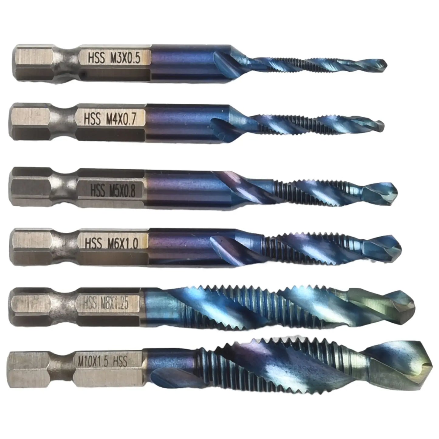 1 4 HSS Hex Shank Titanium Plated Screw Thread Drill Bits M3 M10 Taps