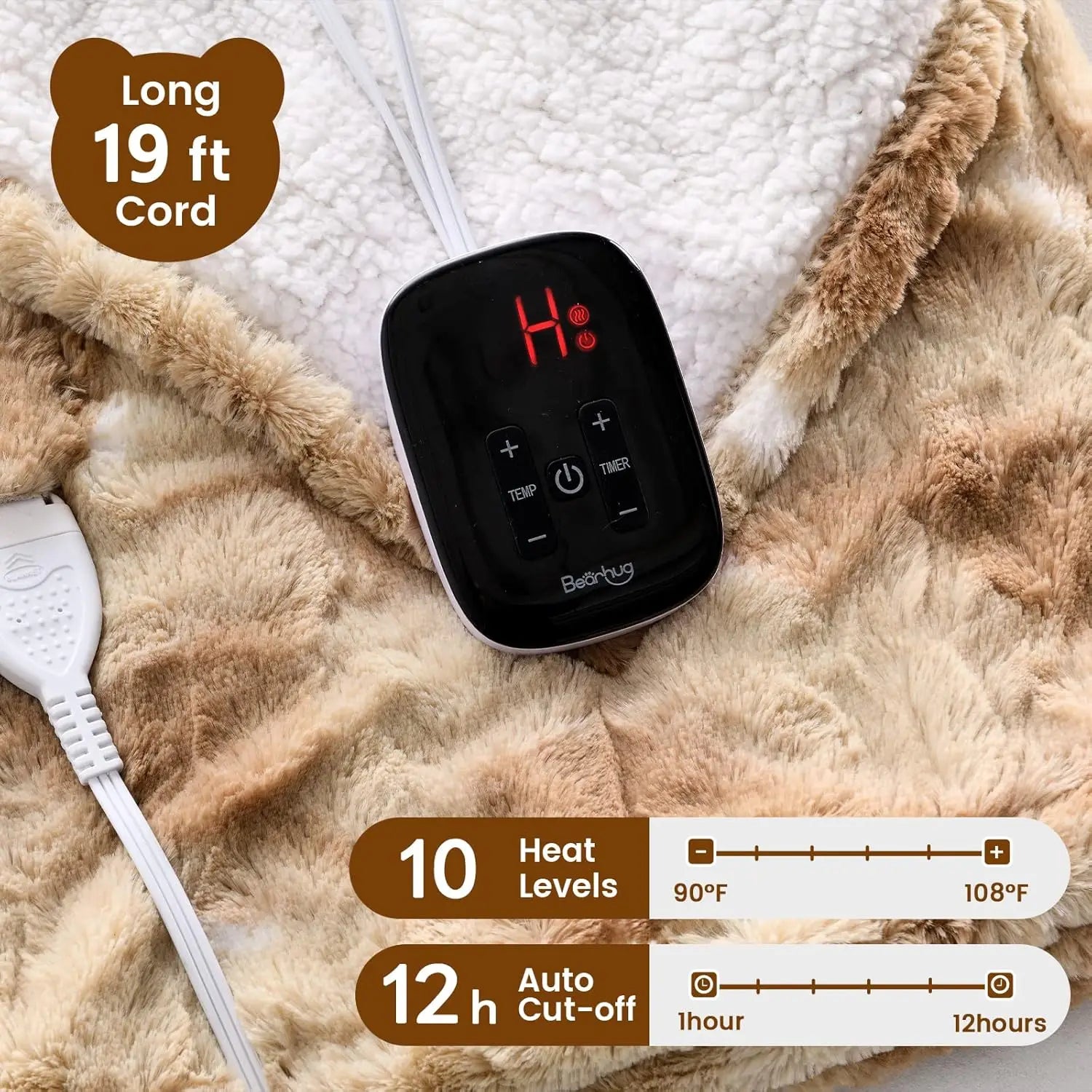 Electric Heated Blanket Twin 62x84" – Faux Fur & Sherpa, ETL Certified Peaceful Pleasures Health and Wellness