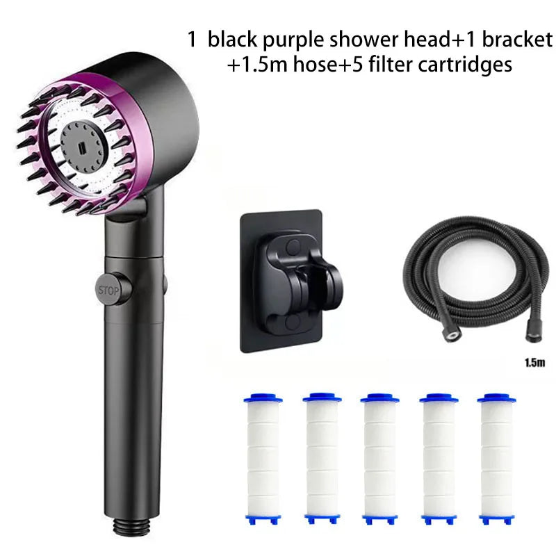 3-Mode Filtered Shower Head – Massage, Filter & Water Stop