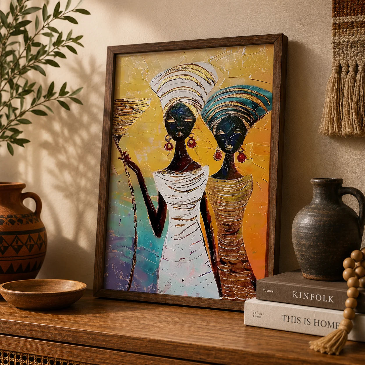 African Tribal Female Abstract Canvas Wall Art | Unframed Print Canvas Wall Art Peaceful Pleasures Health and Wellness