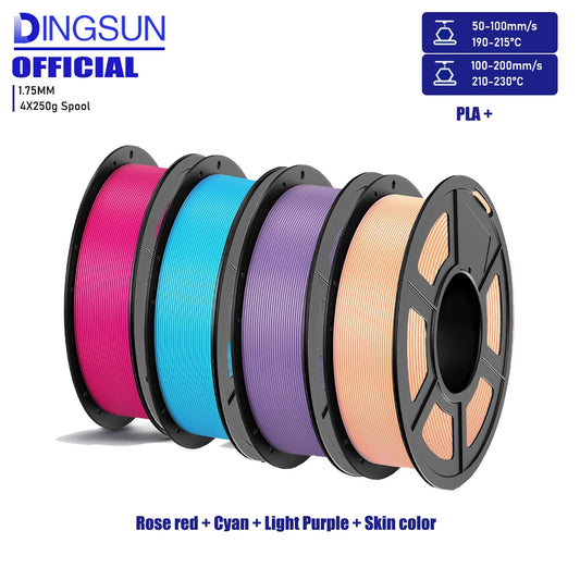 DINGSUN 3D PLA Filament 1.75mm | ±0.02mm Accuracy, 1KG Spool 3D Printer Filament Peaceful Pleasures Health and Wellness 4 Color set
