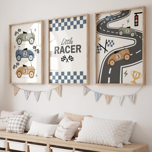 3pcs Minimalist,Cartoon Car Racing Track Theme Wall Art Print Canvas Painting Poster Picture For Bedroom,Kids Room Home Decor Peaceful Pleasures Health and Wellness GP046-3pcs 21x30cm Wood Framed