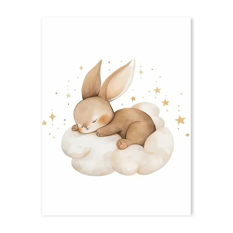 Cute Animal Canvas Wall Art for Kids Bedroom & Nursery