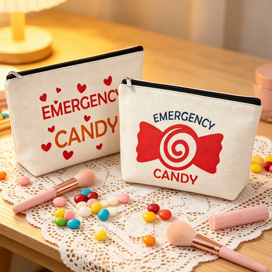 Emergency Candy Canvas Makeup Bag | Travel Cosmetic Organizer Travel Cosmetic Bag Peaceful Pleasures Health and Wellness