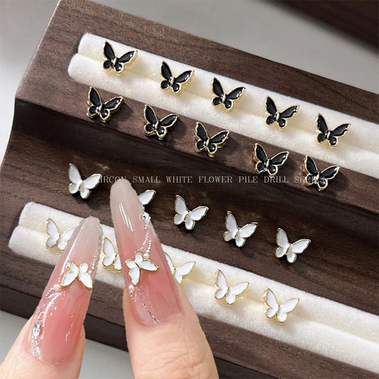 3D Butterfly Nail Charms Gold & Silver Flat Back Alloy 7pcs Nail Art Charms Peaceful Pleasures Health and Wellness