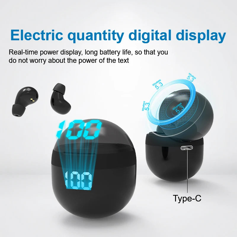 SK18 Mini Invisible Sleep Wireless Earbuds Bluetooth 5.3 Headphones with LED Display Touch Control Noise Cancelling Waterproof Peaceful Pleasures Health and Wellness