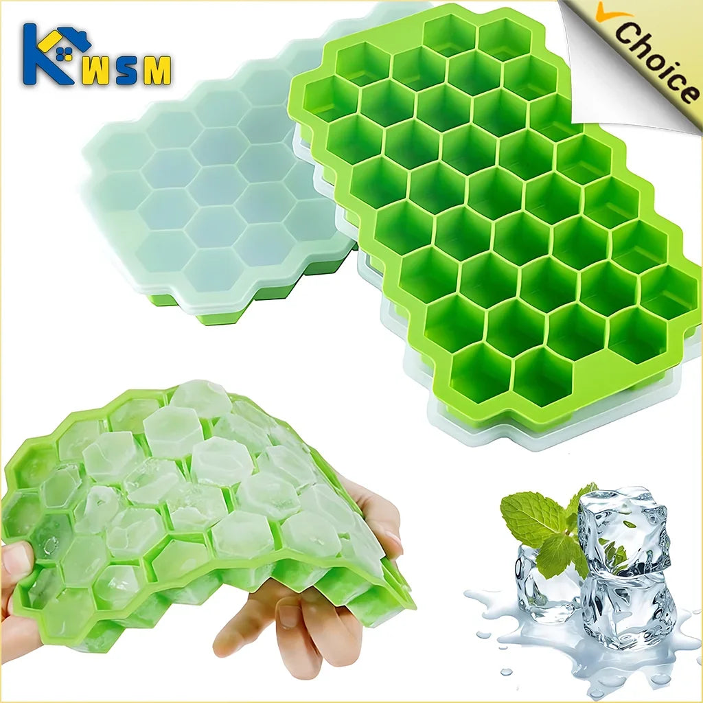 Silicone Honeycomb Ice Cube Tray – 37 Hexagonal Molds