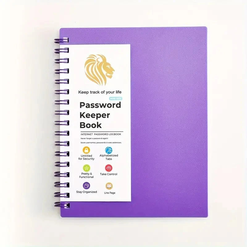 A6 Password Log Book Alphabetical Tabs Spiral Bound Organizer Home