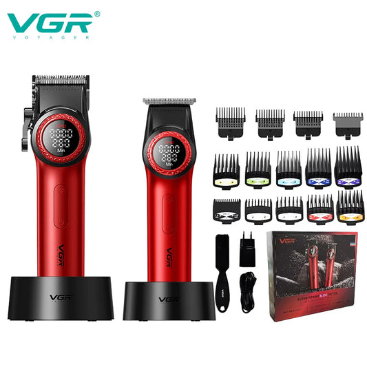 VGR high-end hair cutting set with 12000 RPM power electric shaving machine, professional hair trimmer combination V-001&977 Peaceful Pleasures Health and Wellness V-001 977red