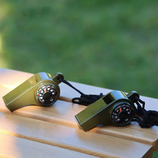 Outdoor Whistle Plastic Multi-functional Three-in-one Whistle Life-saving Whistle Compass Thermometer Whistle Referee Whistle Peaceful Pleasures Health and Wellness