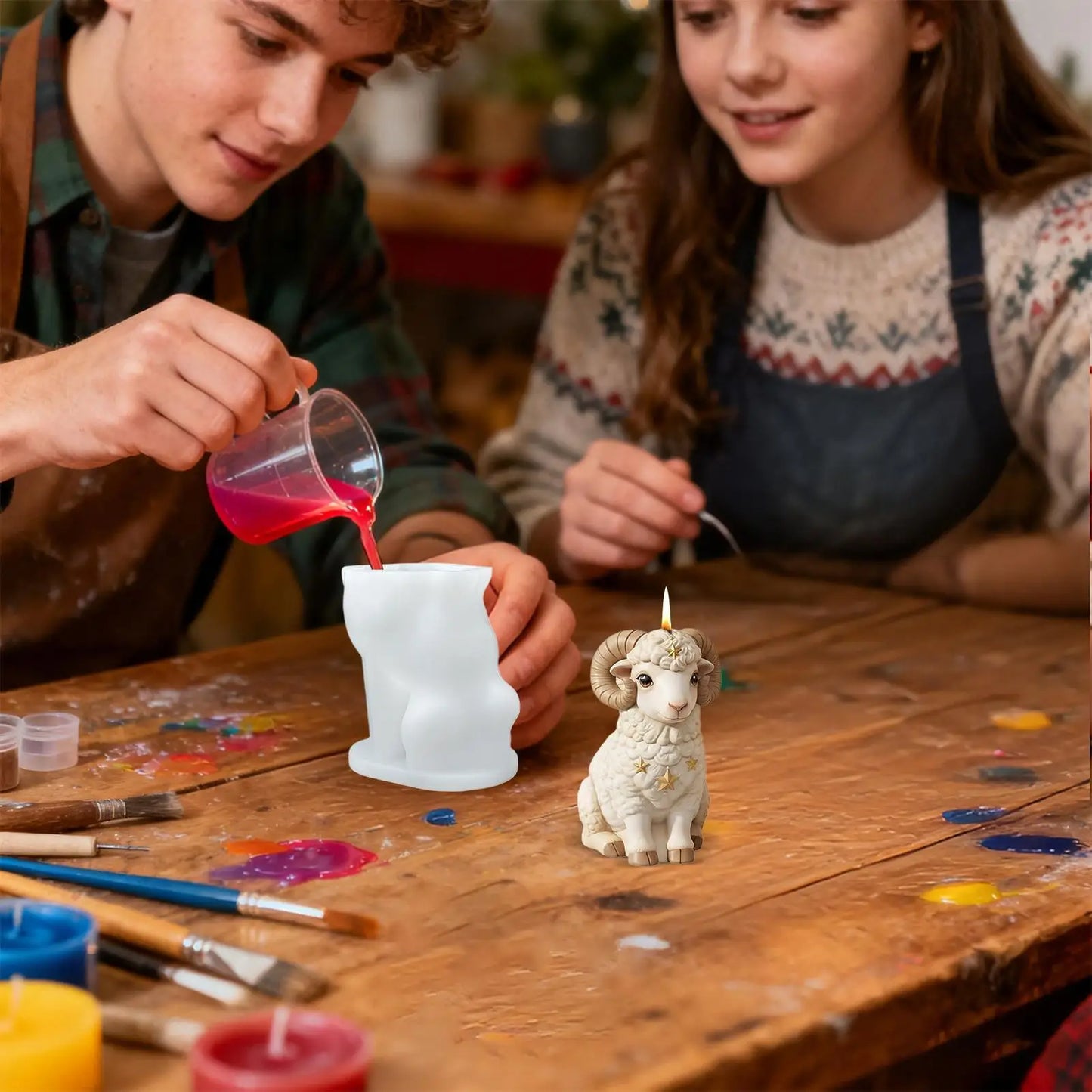 Silicone Sheep Candle Mold Lamb Candle Making Supplies Realistic Lamb Wax Mold for Soap Plaster Ornament Resin Craft Clay Peaceful Pleasures Health and Wellness