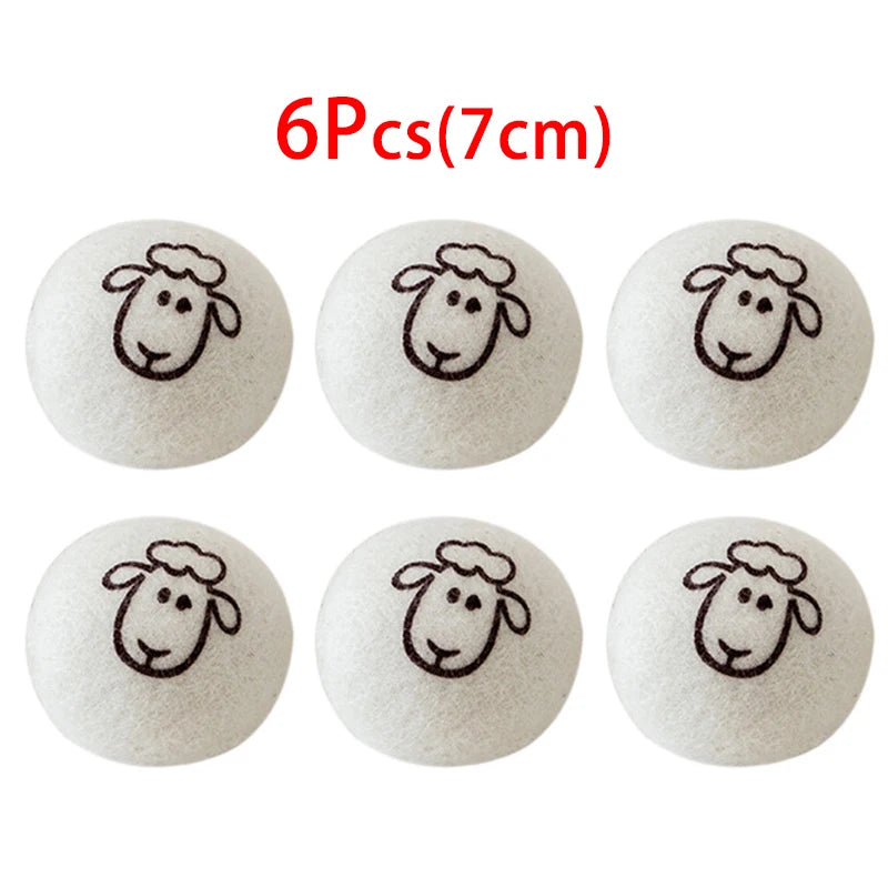 6Pcs XL size Reusable Wool Dryer Balls Clothes Softener Laundry Fleece Dryer Ball Kit Home Clothes Dryer Washing Machine Peaceful Pleasures Health and Wellness 6PCS Lamb pattern-Co
