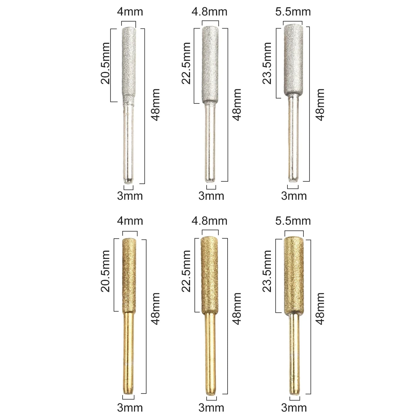 6-Piece Titanium Chainsaw Sharpening Burr Set – 4/4.8/5.5mm