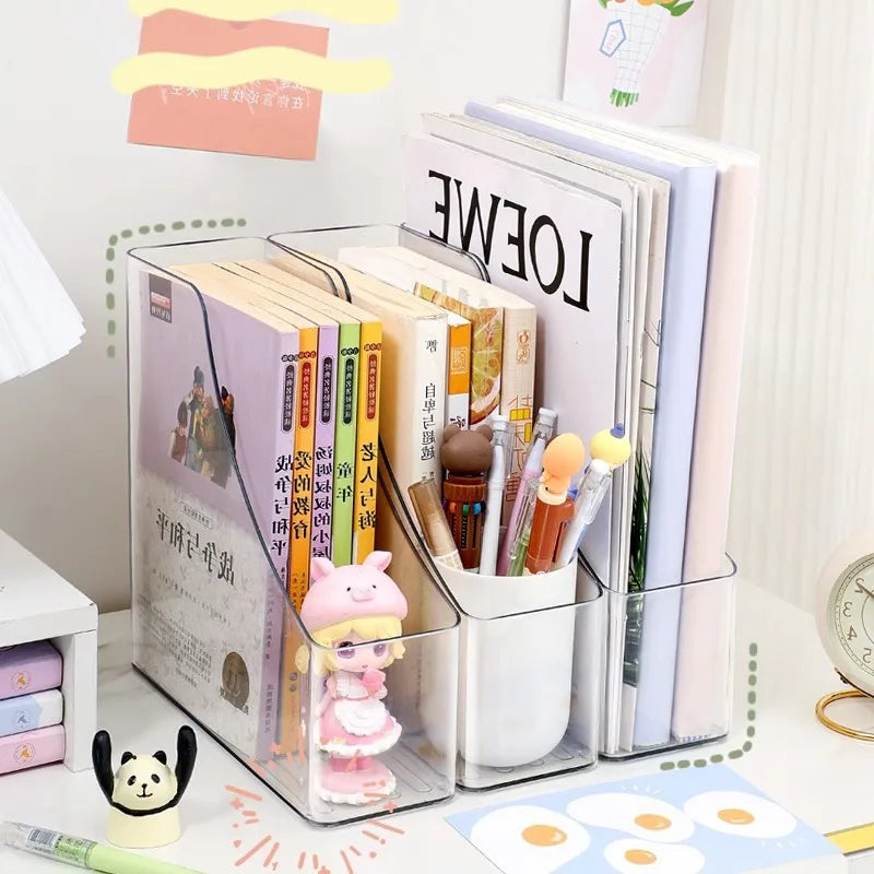 Modern Transparent Acrylic Bookend Desk Organizer for Student Dorm Lightweight Stackable Clear File Holder Desk Organization Peaceful Pleasures Health and Wellness