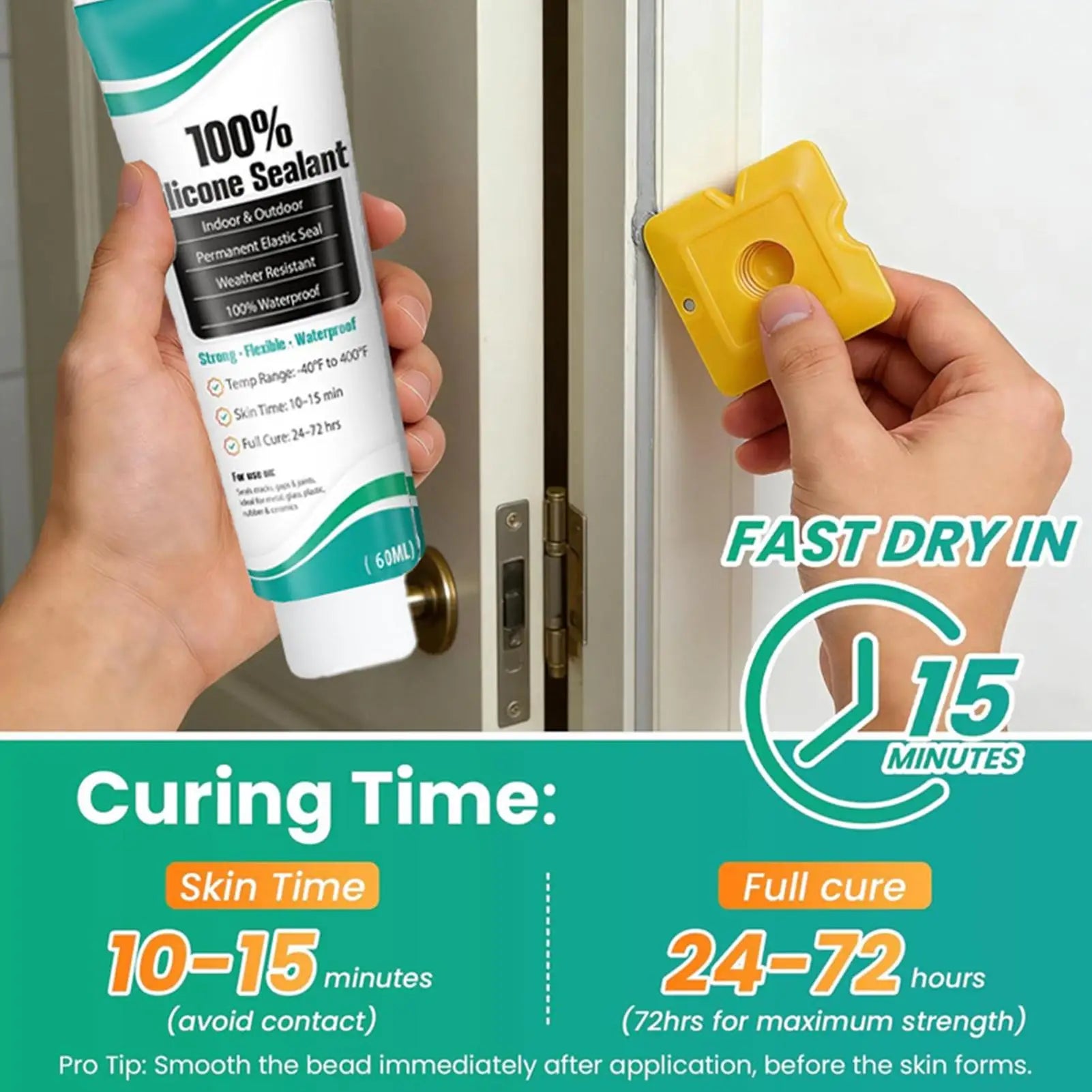 Waterproof Crack-Proof Silicone Sealant Caulk Tube Indoor Outdoor Seal Glue for Bathroom Bathtub Tile Glass Kitchen Door Wall Peaceful Pleasures Health and Wellness