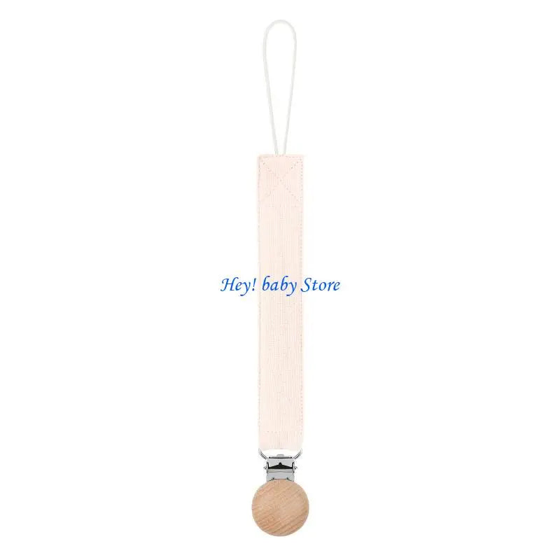 Baby Pacifier Clip Chain Holder | Cotton, Metal & Beech Wood