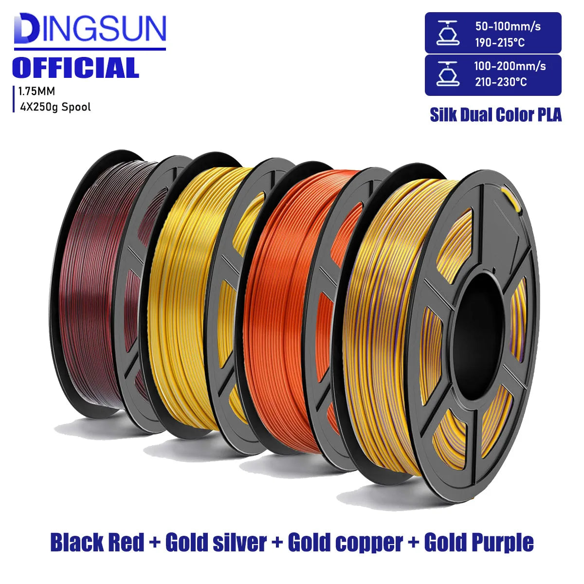 Silk PLA Filament 1.75mm Dual Color Metal Shine | FDM 3D Printer