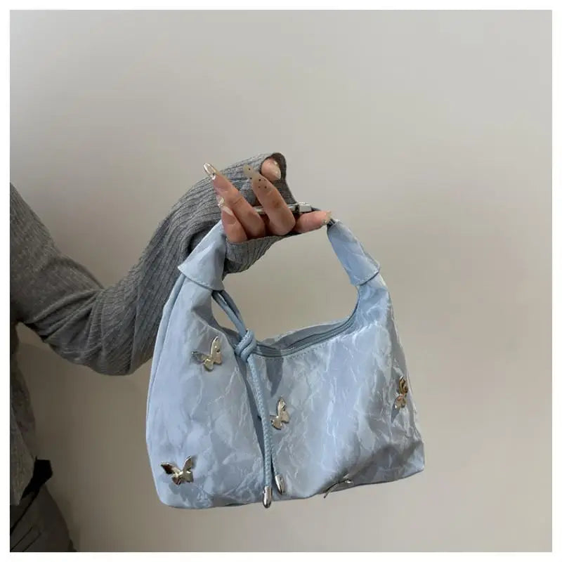 Butterfly Decor Crossbody Bag – Lightweight PU Leather Hobo