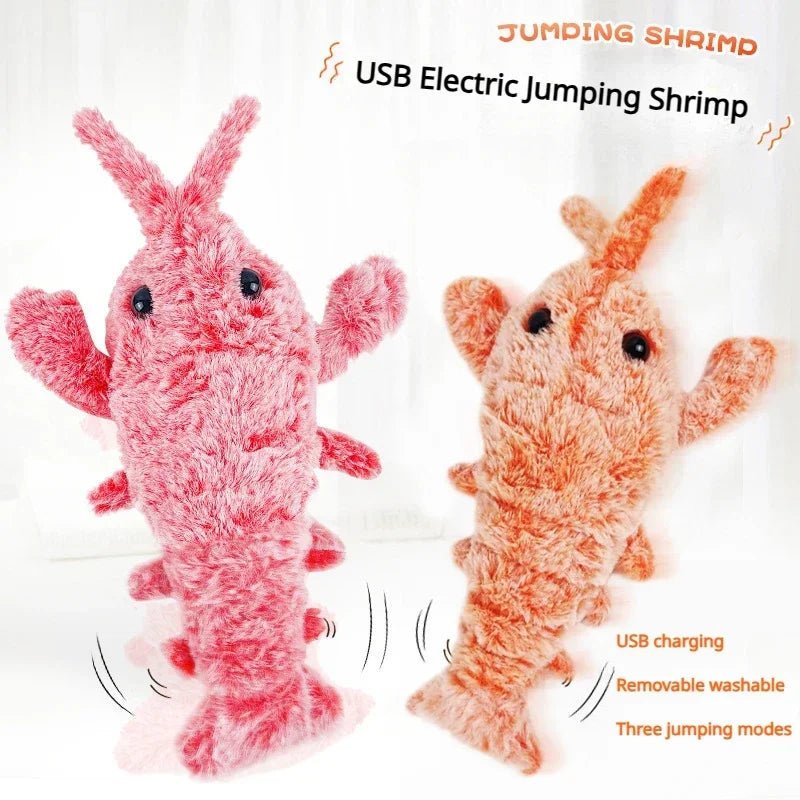 Electric Jumping Shrimp Cat Toy | USB Rechargeable Plush Pet Toy
