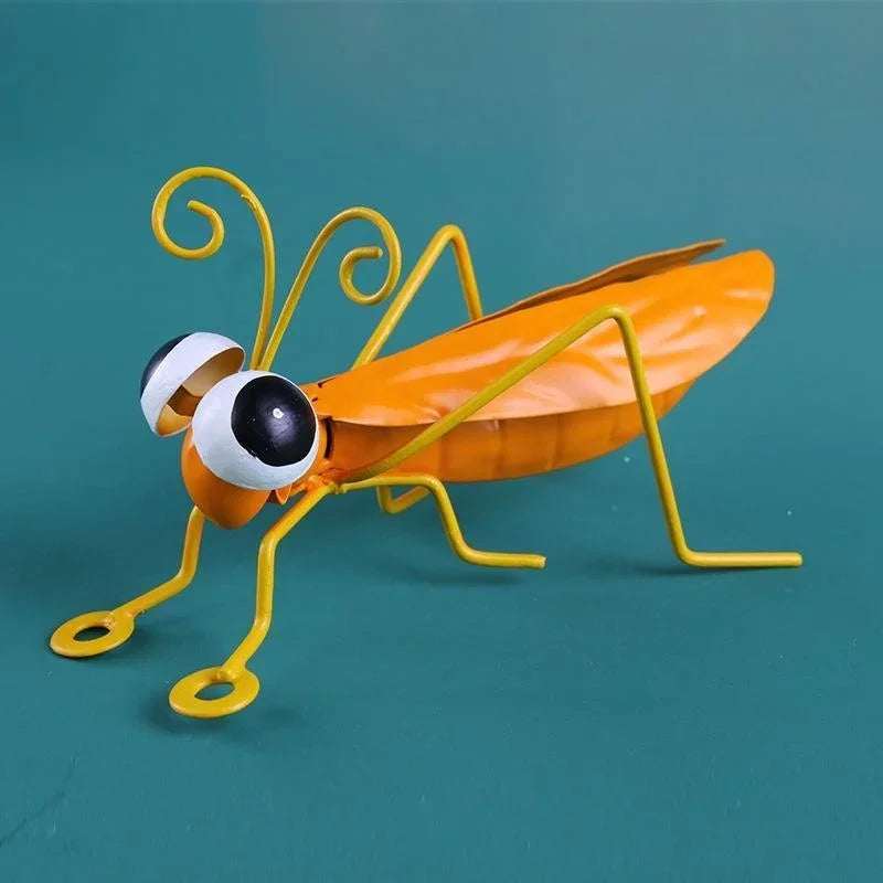 Metal Grasshopper Garden Sculpture – Colourful Outdoor Wall Art