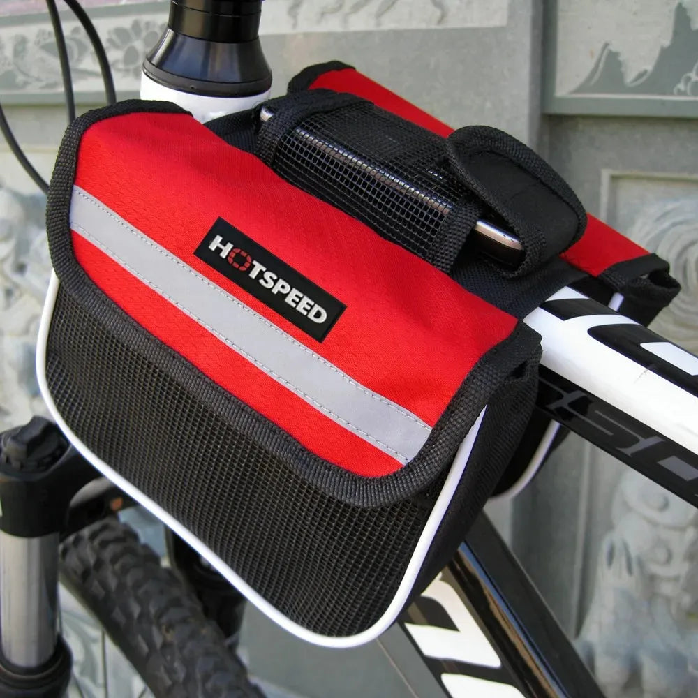 Bike Front Frame Bag Top Tube Bike/Bicycle Bag Waterproof Cycling Accessories Bike Pouch Saddle Bag for Mountain Bikes Peaceful Pleasures Health and Wellness Red