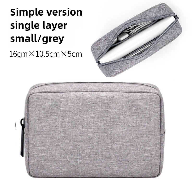 USB Cable Organizer Bag, Travel Essentials Pouch for Earphones Gadgets Storage, Digital Accessories & Makeup Case, Portable Peaceful Pleasures Health and Wellness S-Grey