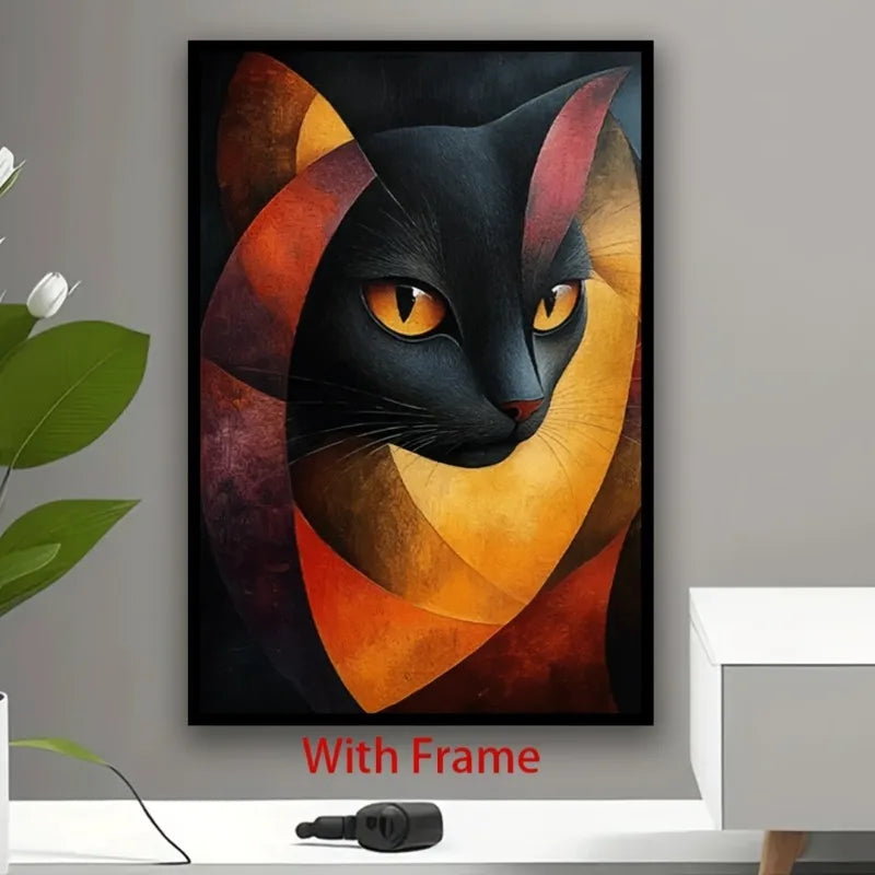 Black Cat Abstract Canvas Art Print | Modern Frameless Wall Decor Canvas Art Print Peaceful Pleasures Health and Wellness