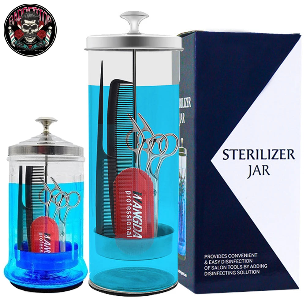 Barbershop Disinfection shears Comb Jar Salon Stainless Steel Sterilization Bottle Glass Filter Clean Barber Sterilization Tools Peaceful Pleasures Health and Wellness