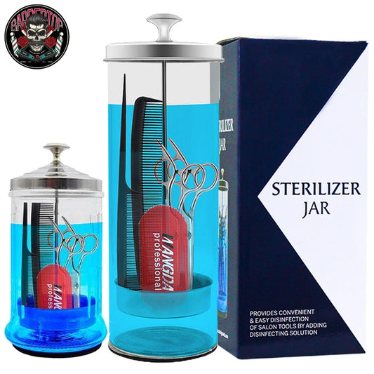 Barbershop Disinfection shears Comb Jar Salon Stainless Steel Sterilization Bottle Glass Filter Clean Barber Sterilization Tools Peaceful Pleasures Health and Wellness