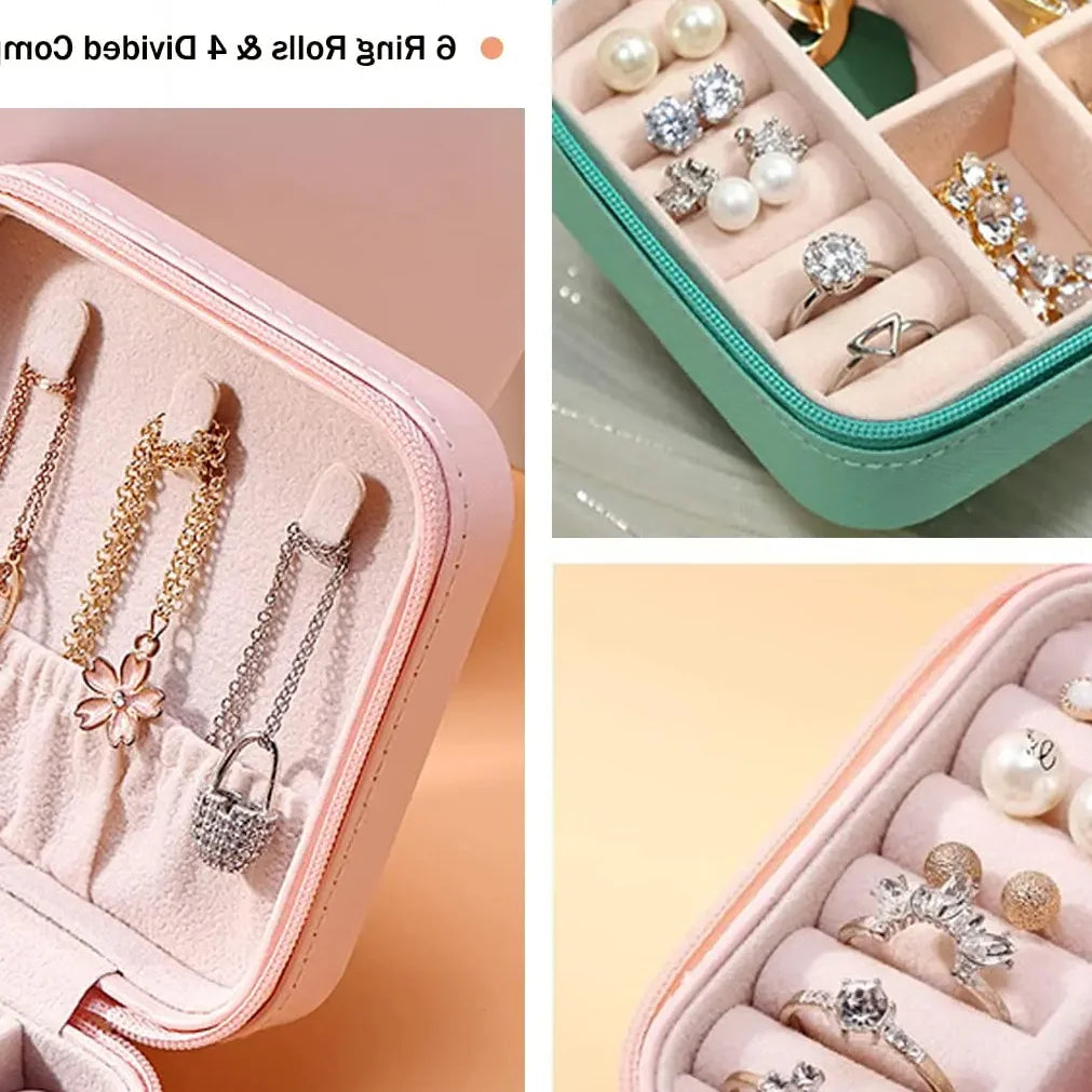 Mini PU Leather Jewelry Organizer Box | Travel Storage Case