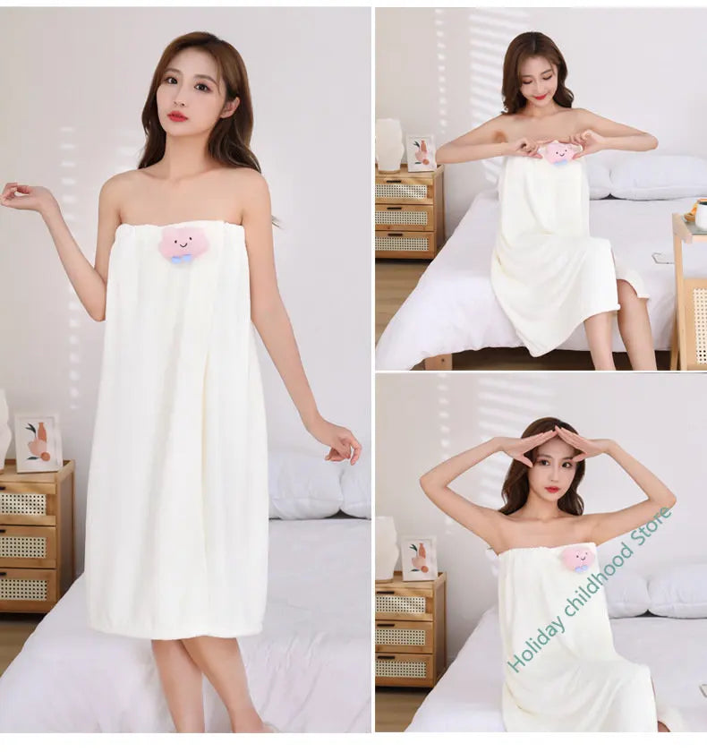 Women's Wearable Wrap Bath Towel | Quick-Dry Microfiber Robe Wearable Wrap Towel Peaceful Pleasures Health and Wellness