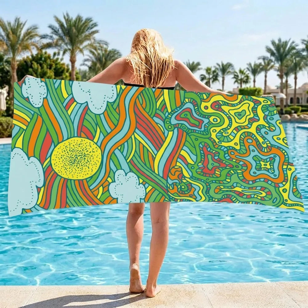 Sea Theme Microfiber Beach Towel – Quick-Dry & Absorbent