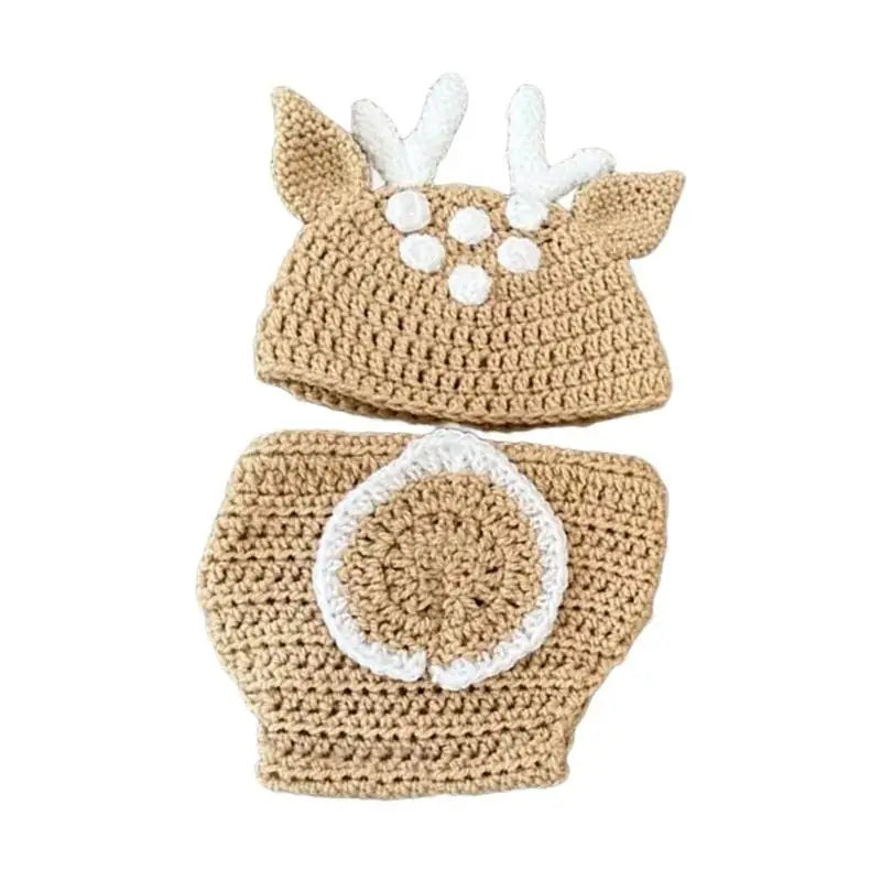 Newborn Photography Outfit – Knitted Deer Hat & Romper Set