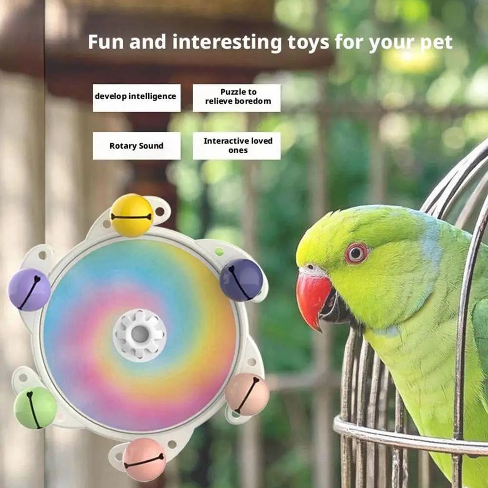 Parrot Rotating Chew Toy – Spinner Wheel with Bells & Ball