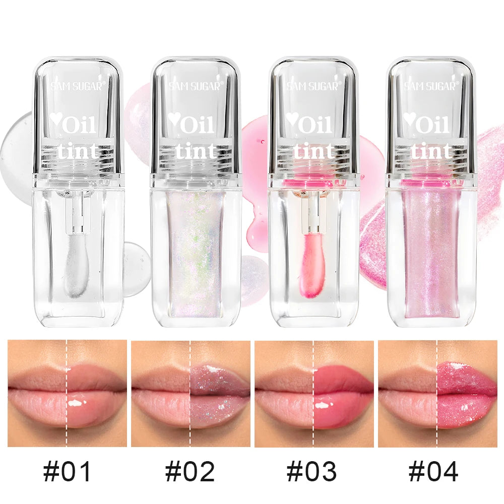 4 Color Clear Warm Change Pearl Lip Oil Moisturizing Nourishing Lip Gloss Lighten Lip Lines Lip Plumping Honey Peaceful Pleasures Health and Wellness